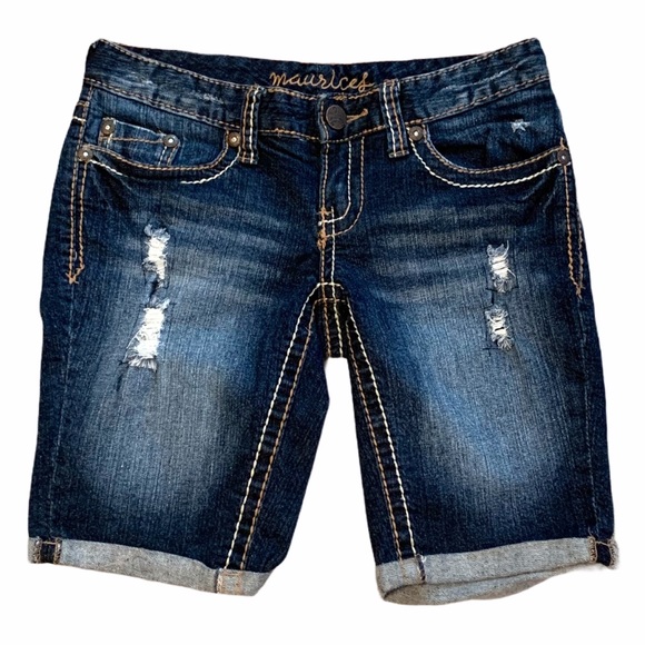 Maurices Pants - Maurices Bermuda Jean Shorts Dark Wash Denim 1 / 2